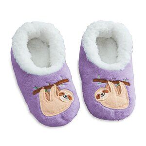 NWT Snoozies Cozy Warm Sloth Slippers Non-Slip Fuzzy Slipper Socks - Size L 9/10